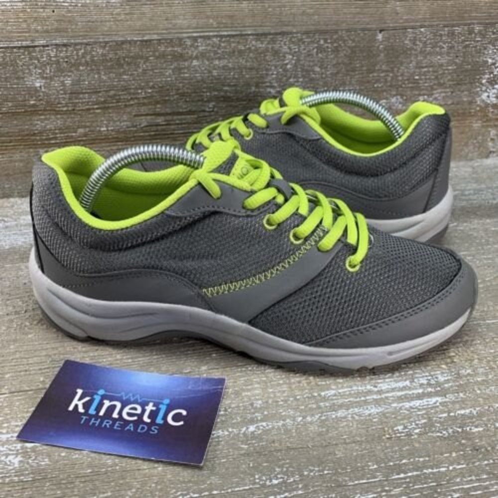 Vionic Kona Womens Size 6.5 Walking Shoes Gray Green Low Top Lace Up Sneakers